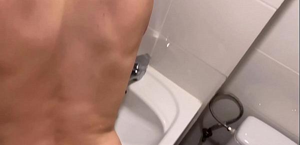  Unexpected bathroom creampie for a beautiful girl and blowjob. KleoModel